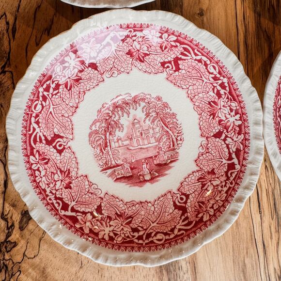 Early Mid-Century Mason's Vista Pink England Ironstone Small Plates-6.5"-Qty 6 - Picture 3 of 10